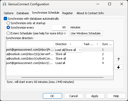 Synchronize schedule